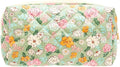 PAZIMIIK Small Quilted Makeup Bag,Zipper Cosmetic Pouch,Green Floral