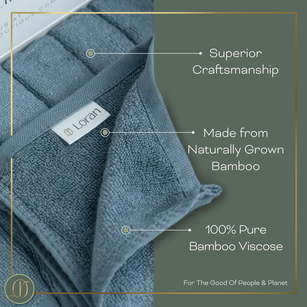 Loran Tidal Blue Facial Washcloths Set of 6 Soft Cloths 10” x 10” 100% Viscose Derived from Bamboo Spa-Like Feel Silky Face Cloth for Skin Cleansing