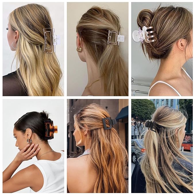 SMKSL 3 Styles Hair Clips for Women Small Medium Big Claw Clips for Thin Thick Hair 12 Pcs Hair Claw Clips Hair Clips Combination Hair Accessories for Women (Transparent)