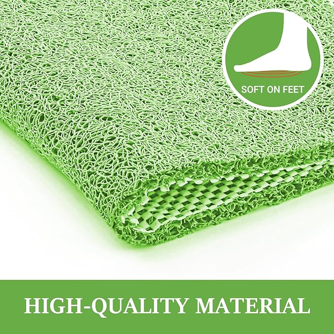 LuxStep Shower Mat Bathtub Mat,32x16 inch, Non-Slip Bath Mat with Drain, Quick Drying PVC Loofah Bathmat for Tub,Shower,Bathroom,Grass Green