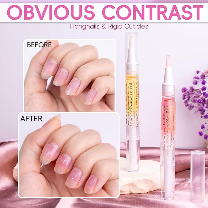 Foncomy 2PCS Cuticle Oil Pen for Nails,Nail Oil Pen for Nail Care,Cuticle Oil for Nails with Nail File,Nail Oil Cuticle Prevent Dry Cracking and Hangnails,Deep Nourishment(Orange & Watermelon Flavor)