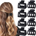 Medium Hair Clips Combination 2 Styles Small Claw Clips for Thin Hair 8 Pcs Matte Non-slip Rectangle Jaw Clips Square Hair Accessories for Women and Girls (Black)