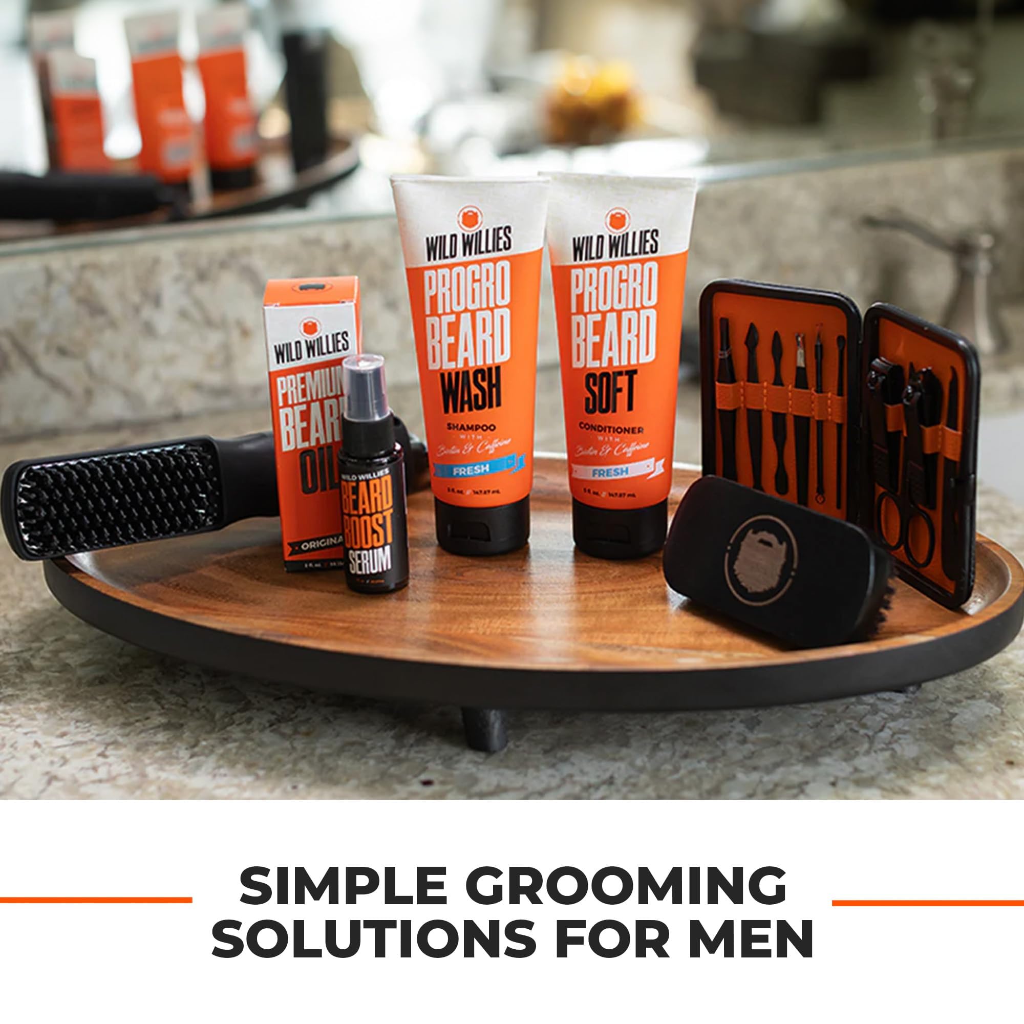 Wild Willies Beard Brush & Beard Balm Leave-In Conditioner Kit, Boar Bristles, Travel Size, Ergonomically-Designed Handle, Promotes Fast Beard Growth & Removes Itch