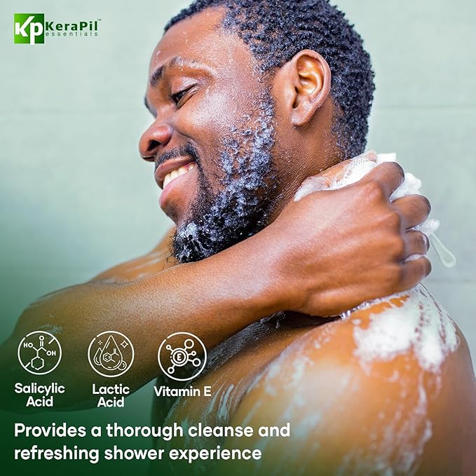 KERAPIL Exfoliating Body Wash, Cucumber and Mint, 16 fl oz x 2