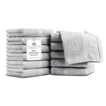 Villa Celestia Cotton Washcloths Set of 12, 12x12 Inch, 100% Ring-Spun Combed Cotton, Soft Absorbent Quick-Dry Wash Cloths for Face and Body, Oeko-TEX Certified, Hotel & Spa Quality, Silver Grey