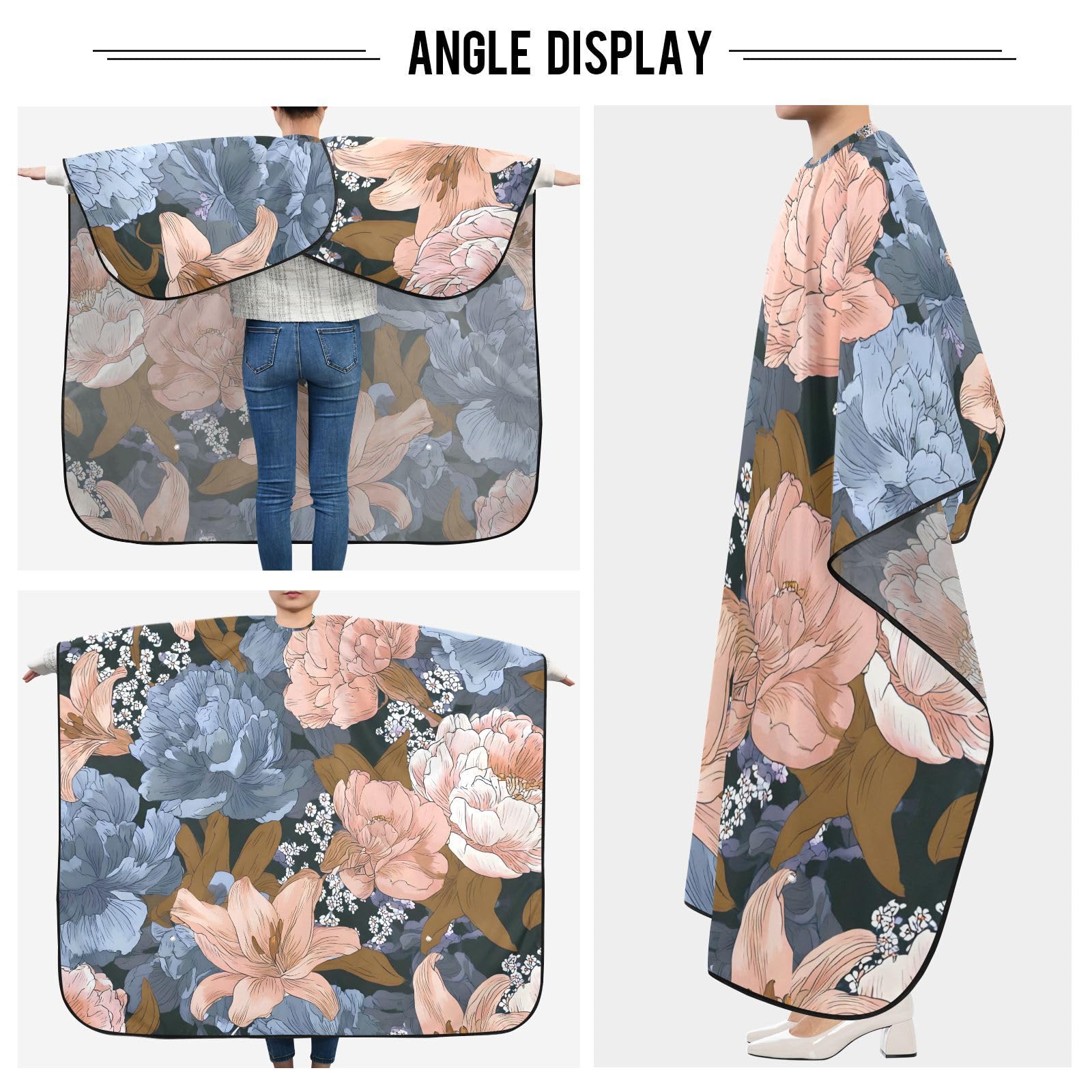 ALAZA Colorful Flowers Barber Cape for Men Women, Waterproof Haircut Apron Beard Shaving Bib Hair Cutting Cloth 55 x 65 Inch