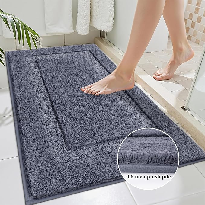 SHACOS Dark Grey Bathroom Rugs Sets 3 Piece Bath Mat U Shaped Toilet Rug