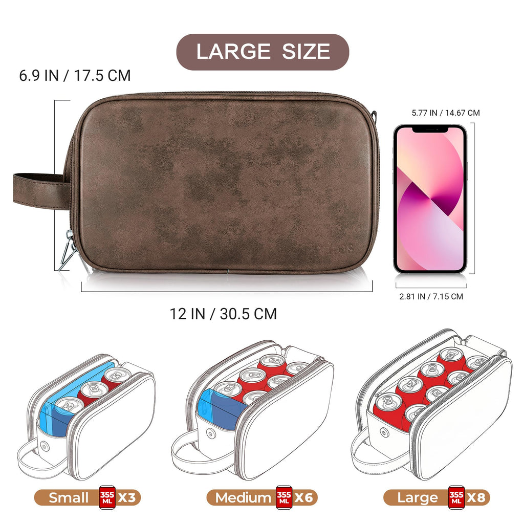 Elviros Toiletry Bag for Men, Large Travel Shaving Dopp Kit Water-resistant Bathroom Toiletries Organizer PU Leather Cosmetic Bags
