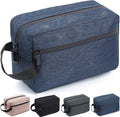 Travel Toiletry Bag for Women and Men, Water-resistant Shaving Bag for Toiletries Accessories, Foldable Storage Bags with Divider and Handle for Cosmetics Toiletries Brushes Tools (Blue)