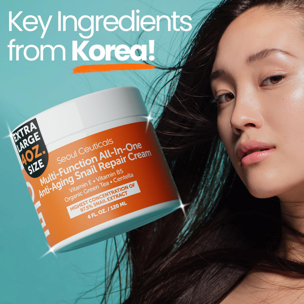 SeoulCeuticals 97% Snail Mucin Korean Face Moisturizer Skin Care Cream 4oz