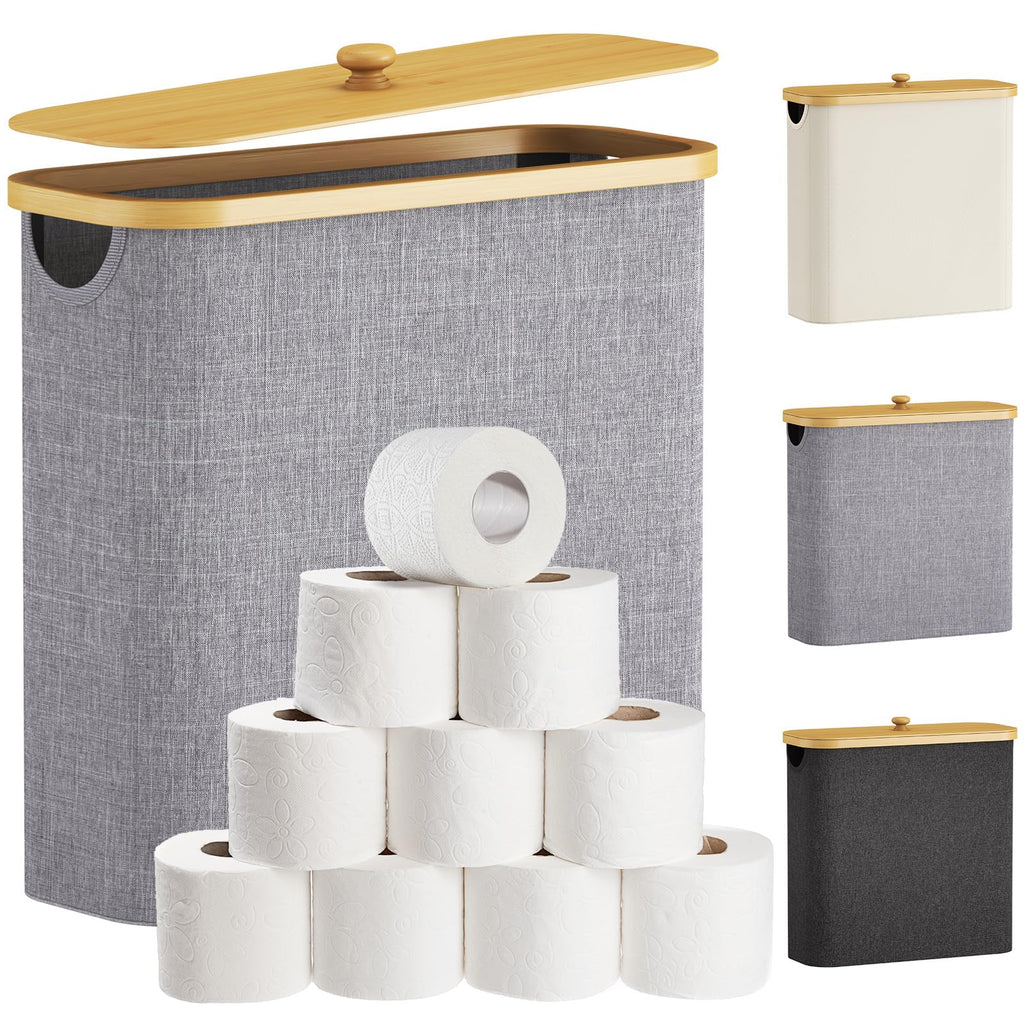 Lifewit Toilet Paper Storage Holder Extra Large Stand Basket 30L Light Gray