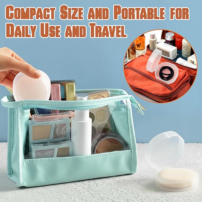 BrightRow 8 Pcs Portable Plastic Travel Cotton Pad Holder with Hanging Loop – Frosted Translucent Cosmetic Case for Makeup Cotton Balls, Toner Pads, and Powder Puff Organization