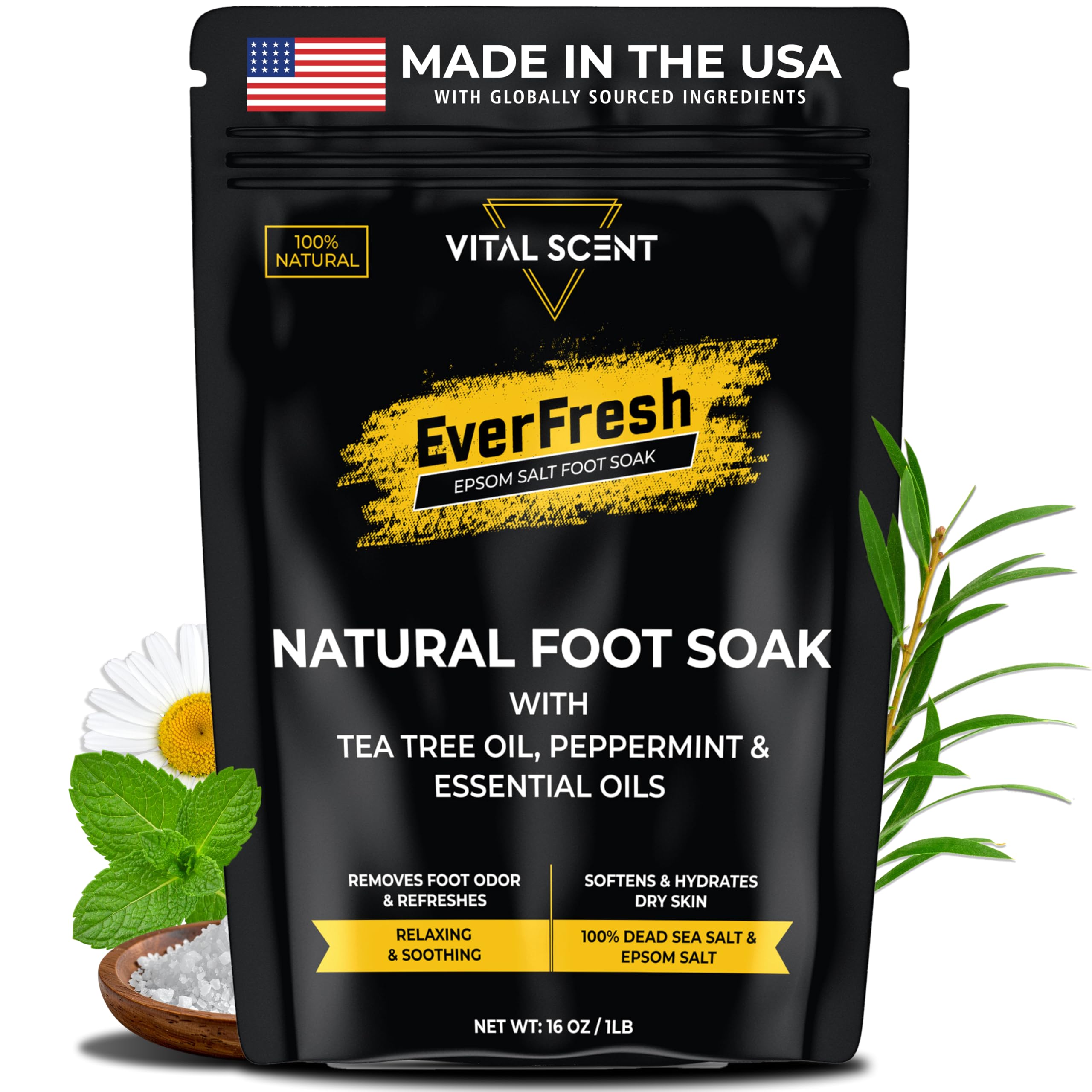 Heavy Duty Tea Tree Oil Foot Soak Epsom Salt for Soaking for Odor &Footbath