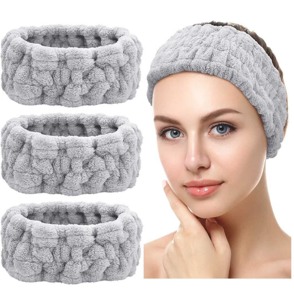 Chuangdi 3 Pcs Facial Makeup Headband,Gray