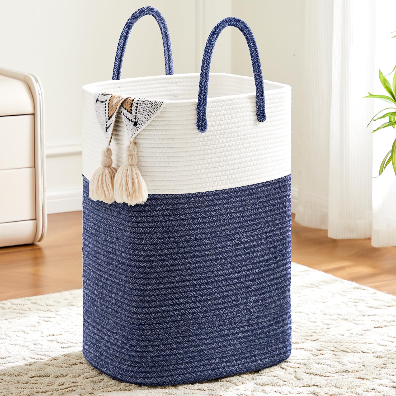 Artfeel Laundry Basket,Woven Cotton Rope Laundry Hamper,60L Versatile Storage for Dirty Clothes,Baby Toys,and Blankets in Bathroom, Nursery,and Living Room