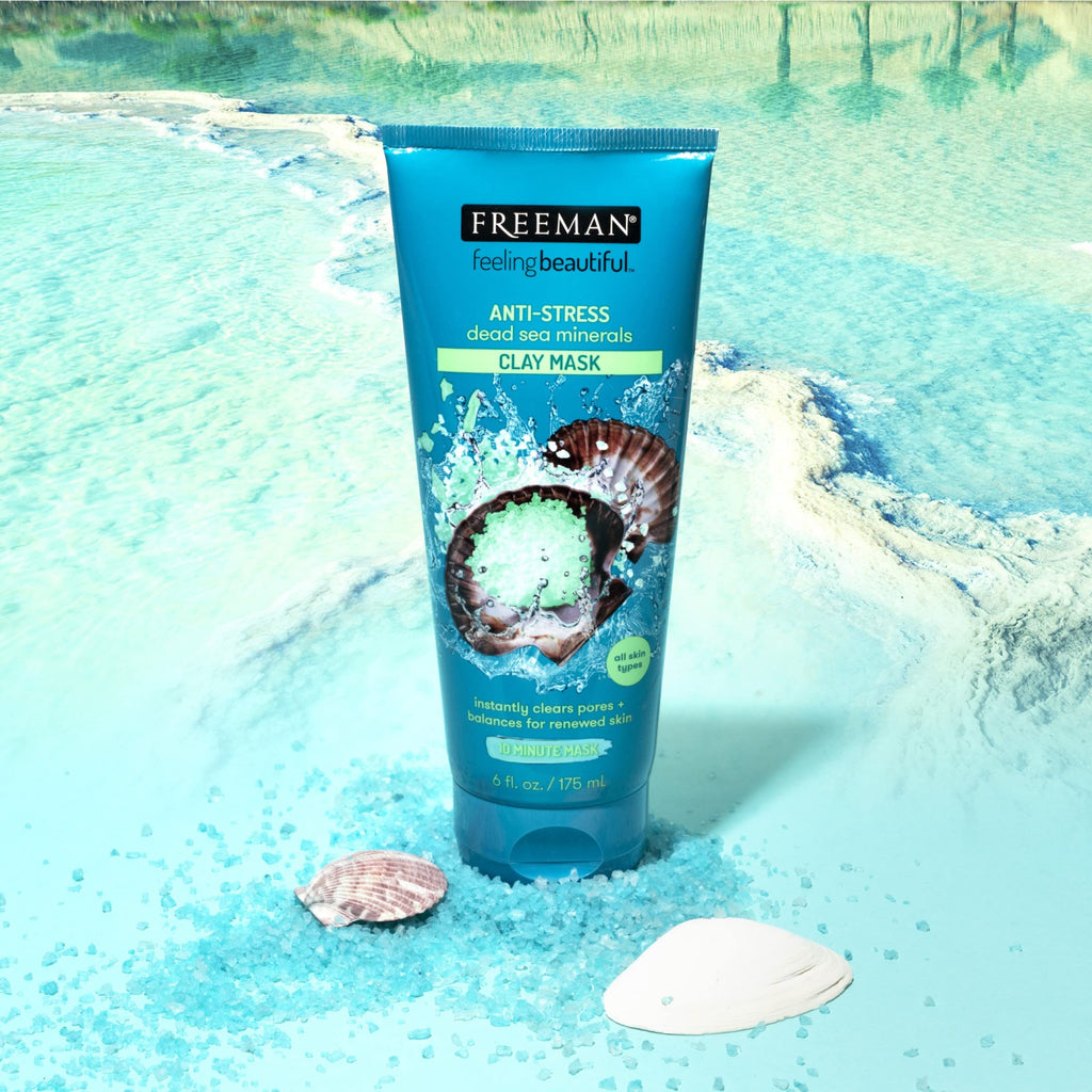 Freeman Anti-Stress Clay Mask, Dead Sea Mineral Face Mask, 6 Fl Oz Tube