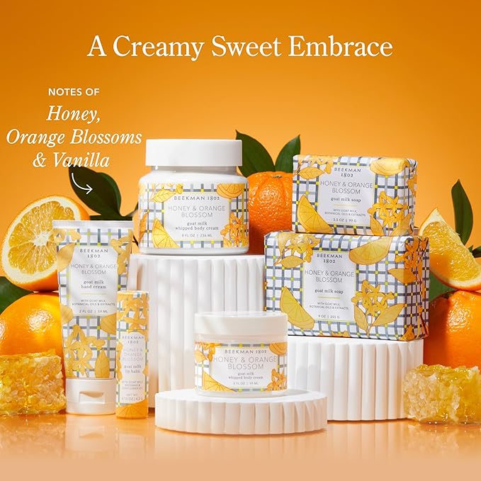Beekman 1802 Whipped Body Cream – Rich Body Butter & Moisturizing Body Cream, Goat Milk Lotion, Shea Butter & Vitamin E, Hydrating Body Moisturizer for Dry Skin - Honey & Orange Blossom 8 oz