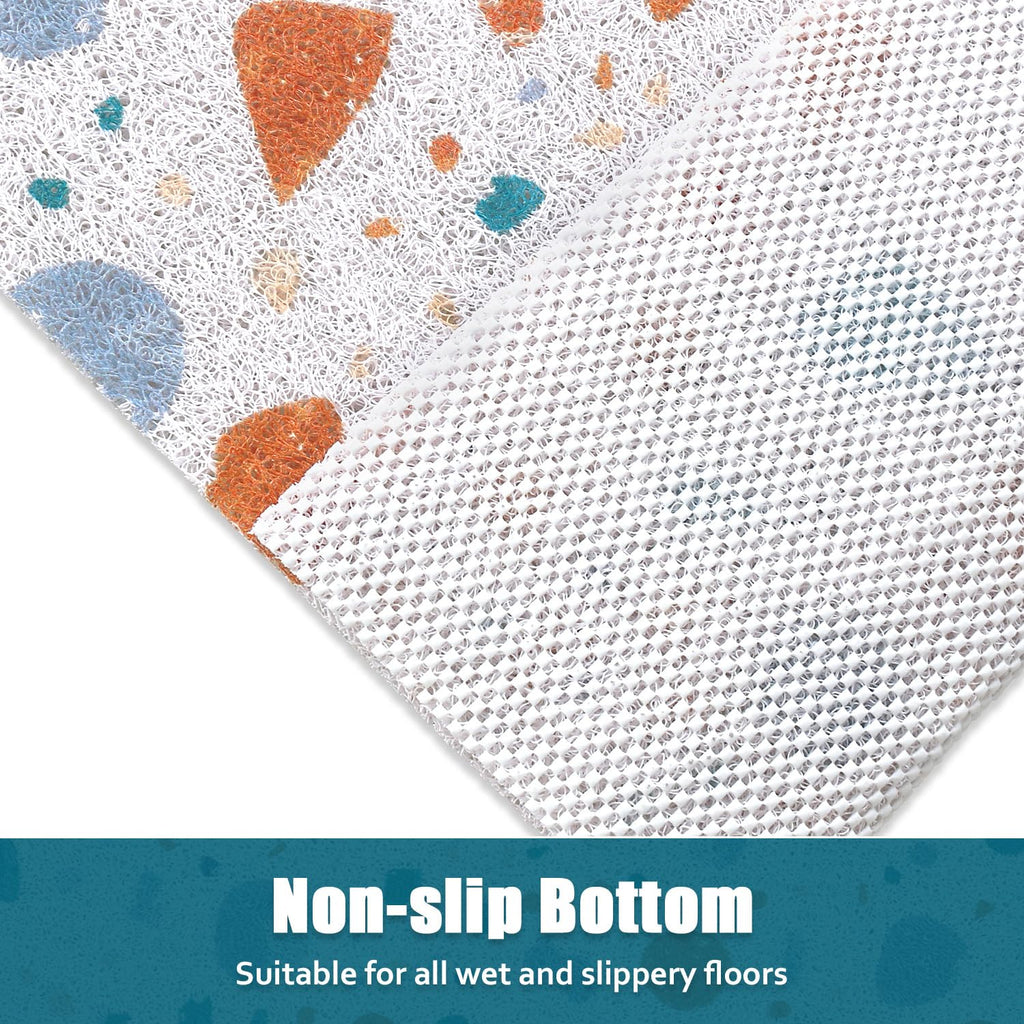 Shower Mat Anti Slip - 24x24 Inch Soft Comfort Bath Mat with Drainage Holes, PVC Loofah Massage Bathmat for Shower, Tub, Bathroom, Wet Areas, Quick Drying