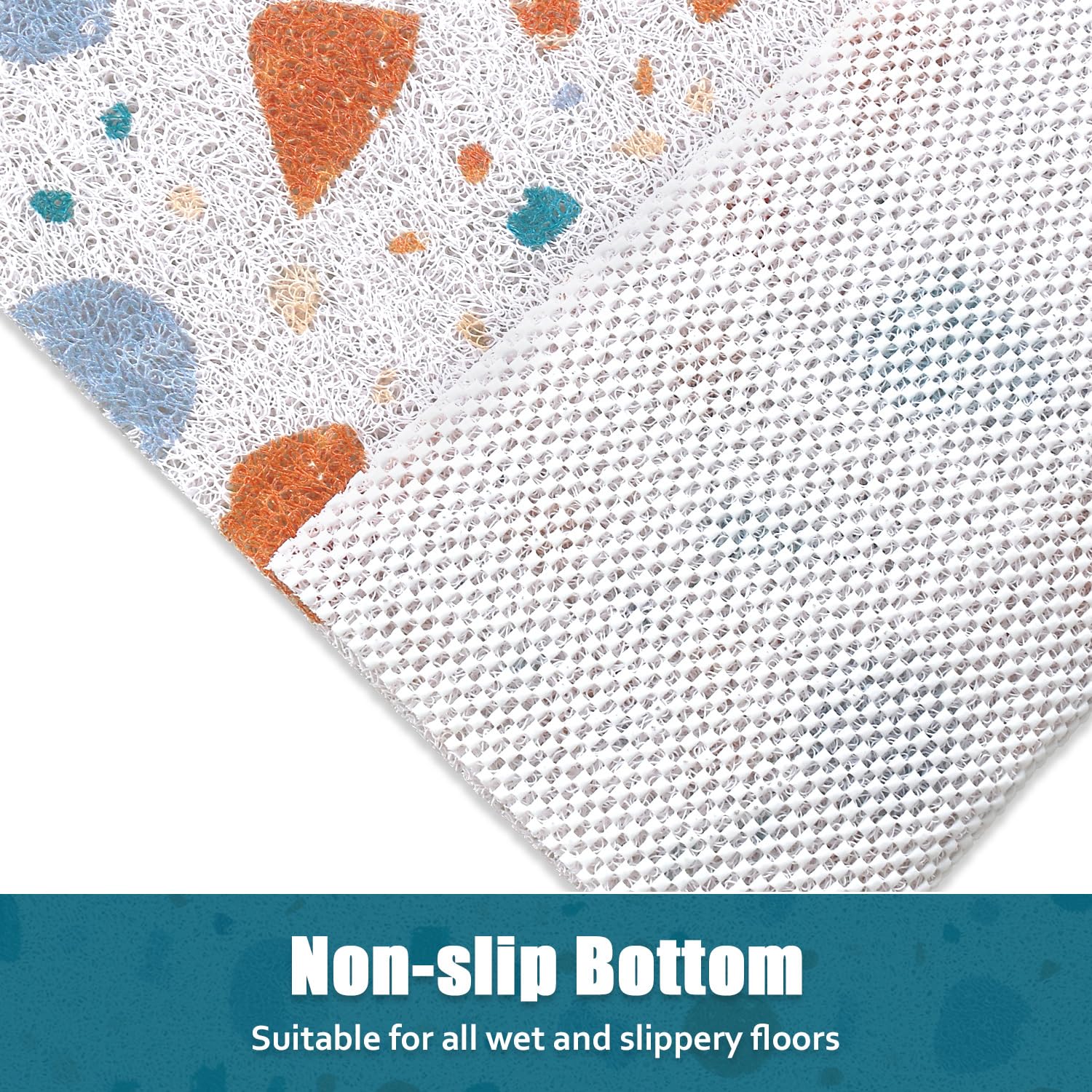 Shower Mat Anti Slip - 24x24 Inch Soft Comfort Bath Mat with Drainage Holes, PVC Loofah Massage Bathmat for Shower, Tub, Bathroom, Wet Areas, Quick Drying