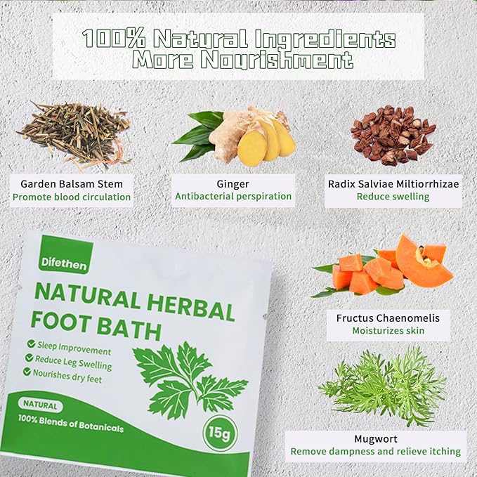 Natural Mugwort/Wormwood Herbal Foot Soak,Lymphatic Ginger Foot Bath Bag, Anti-Swelling Foot SPA Promote Metabolism, Foot Care 15g/PCS (10PCS)