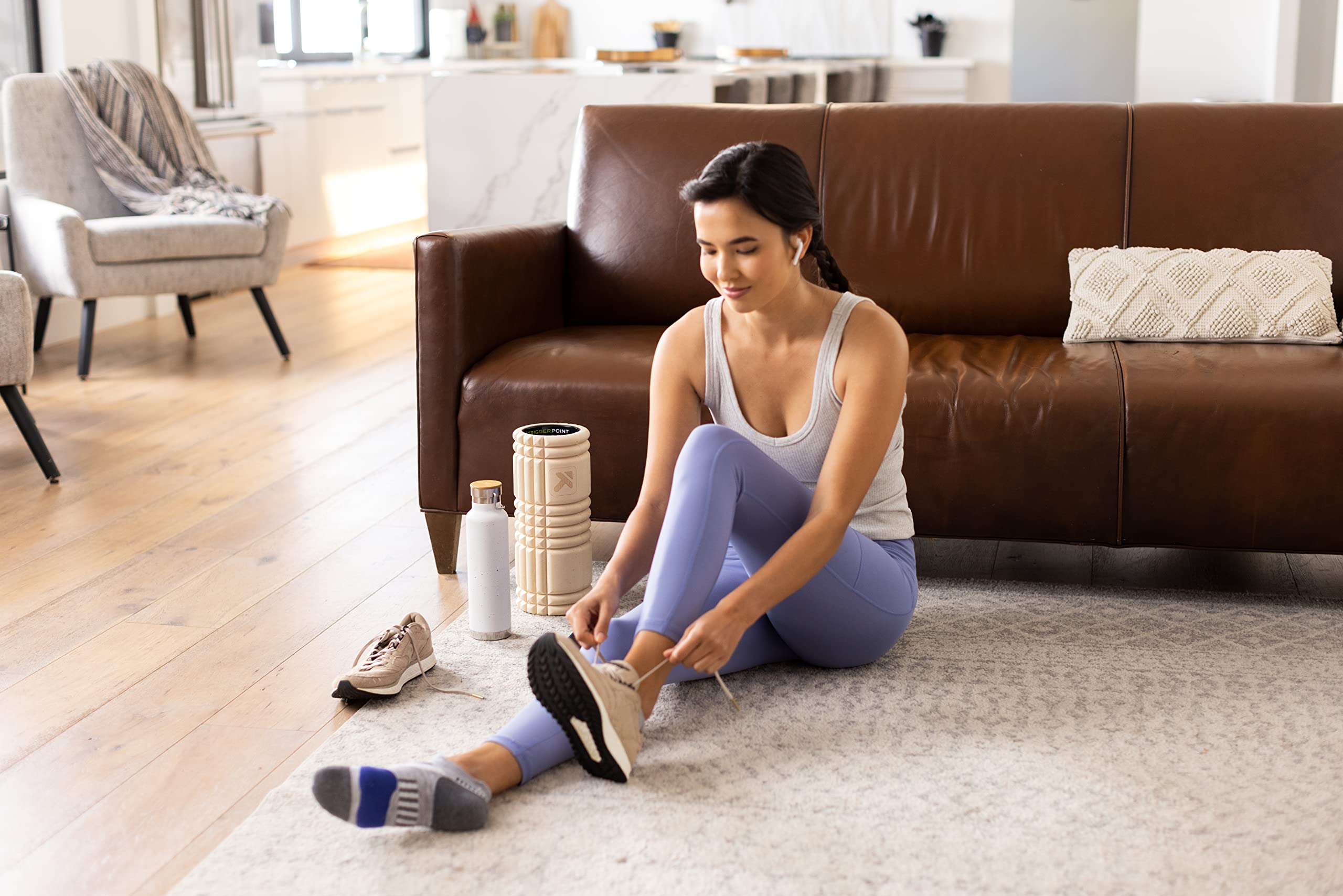 TRIGGERPOINT Performance Therapy Grid Patented Multi-Density Foam Massage Roller (30% Renewable Materials) Exercise, Deep Tissue Muscle - Muscle Pain&Tightness, Improves Circulation (13"), Tan
