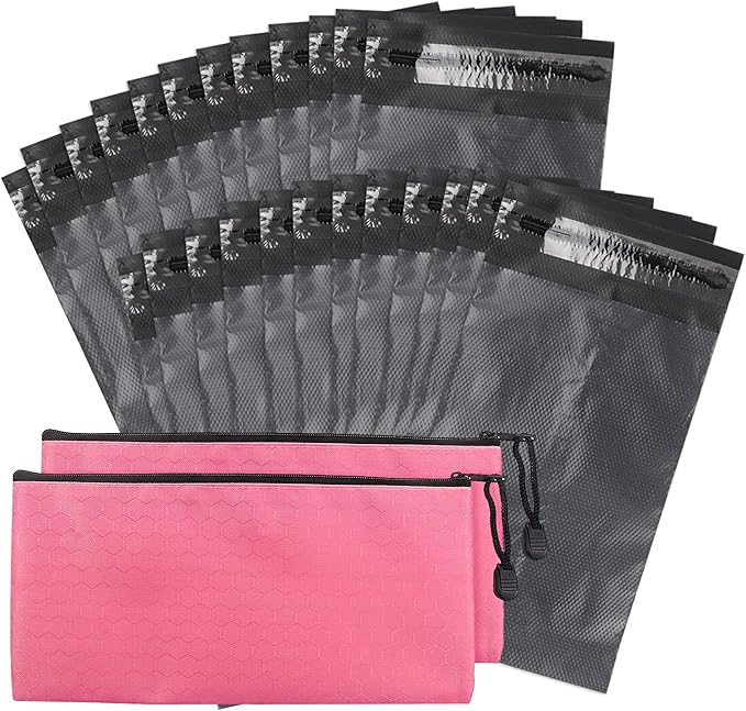 Sanitary Napkin Disposal Bags, Feminine Personal Disposal Bags, 200pcs Grey Opaque Bags and 2pcs Pink Sanitary Napkin Storage Bags for Sanitary Disposal, Tampons, Pads, and Liners