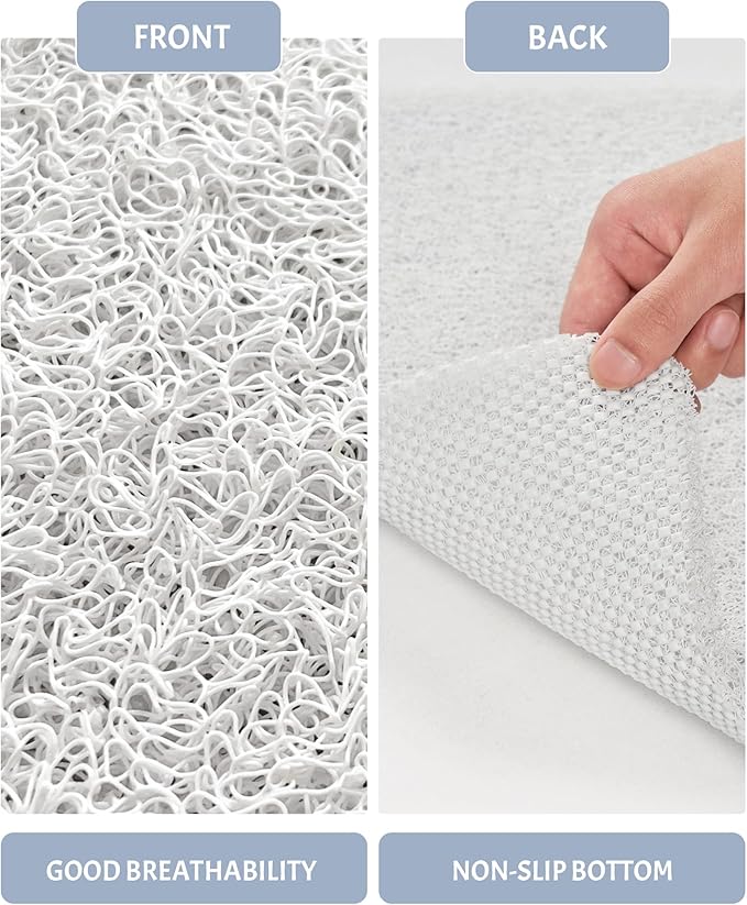 Non Slip Shower Mats for Inside Shower,16x24 Inch,Anti-Slip Bathtub Mats for Bathroom, Foot Scrubber Loofah Bath Mats for Shower, Quick Drying Shower Stall Mats for Wet Areas (White)