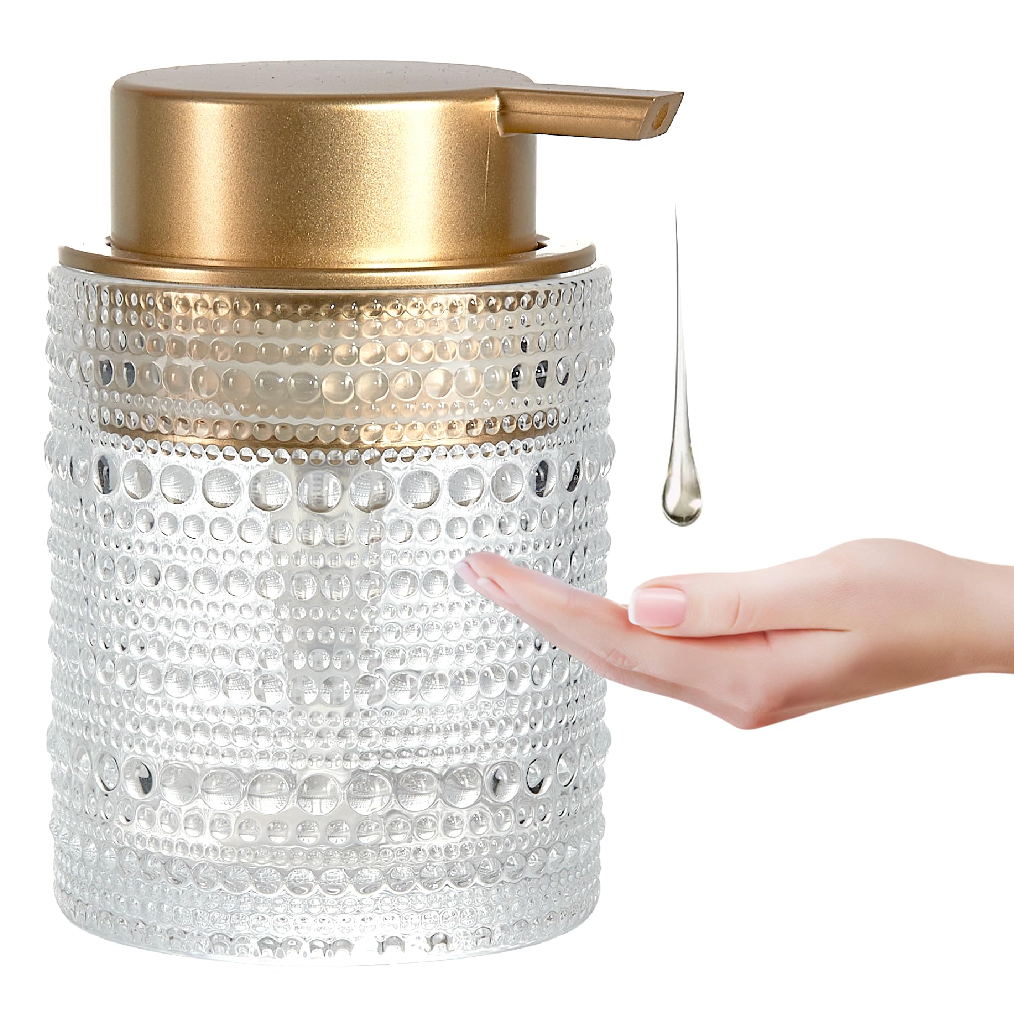MKLZ 12oz Glass Liquid Soap Dispenser with Gold Pump, Hand Soap Bottles