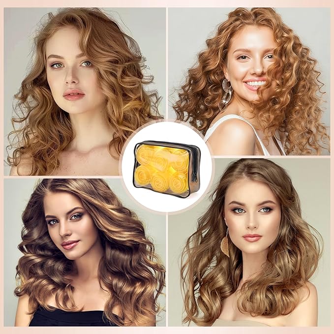 obeoby 4 Sizes Hair Rollers Curlers Set with Clips for Women Girls, Yellow