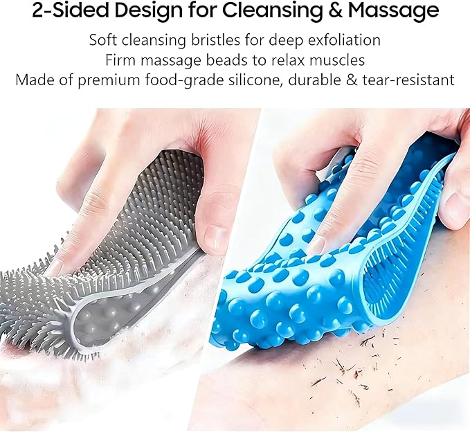 Sofine® 2 Pack Silicone Back Scrubber for Shower,36in Dual Sided Body Scrubber,Shower Brush Washer Extra Long with Handle,Back Applicator,Exfoliating Back Scrubbers for Use in Shower Men&Women