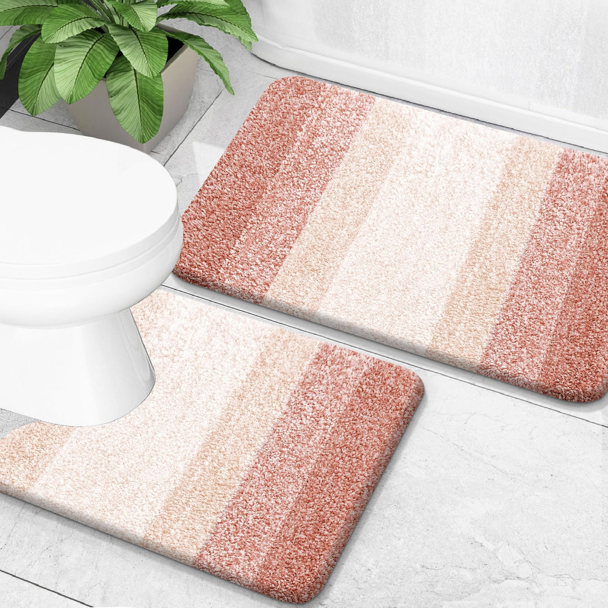 OLANLY Micorfiber Bathroom Rug Set 2 Piece, Soft Absorbent Bath Mats, Black