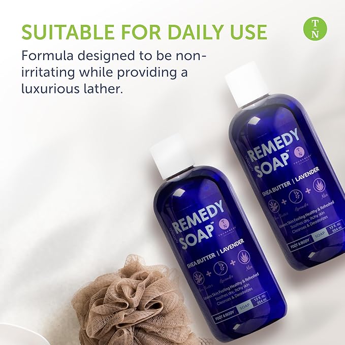 Truremedy Naturals Lavender Shea Butter Body Wash for Women - Hydrating Shower Gel with Natural Essential Oils & Aloe - Moisturizing Cleanser for Dry Skin, 12 oz