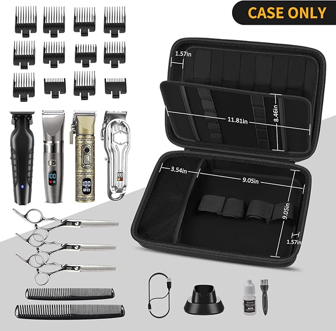 Boobowl Hard Travel Case for Hair Clippers, Barber Tool Organizer - Black