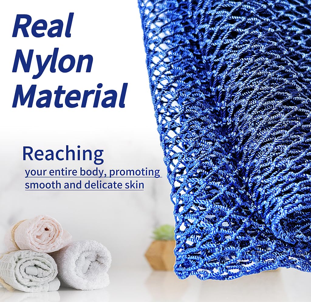SPMKTBOZAI African Net Sponge Authentic, African Exfoliating Sponge Real African Net Black Owned, African Bath Sponge Back Scrubber, Body Exfoliator Shower Bath Accessories (Blue)