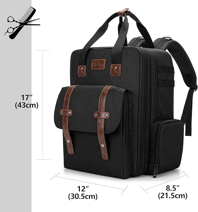 BAFASO Large Capacity Barber Case, Travel Hairdresser Bag, Black
