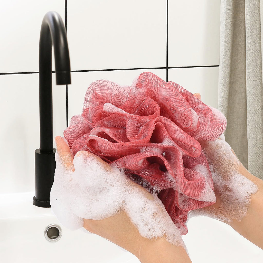 4 Pack Bath Sponge, Bath Shower Loofahs Mesh Pouf Sponge Body Scrubber Exfoliator Scrubber - 50g/Piece