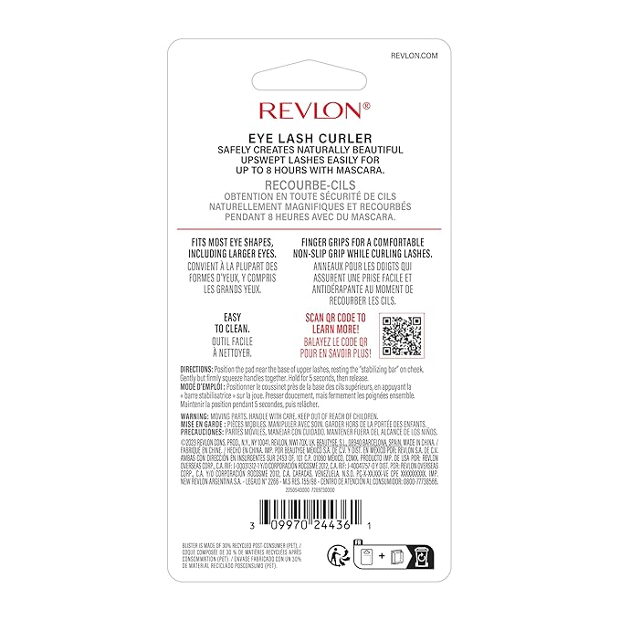 Revlon Natural Curl Lash Curler, Gives a Natural Eyelash Lift, with Finger Grips for a Non Slip Grip, Easy to Use, 1 Count