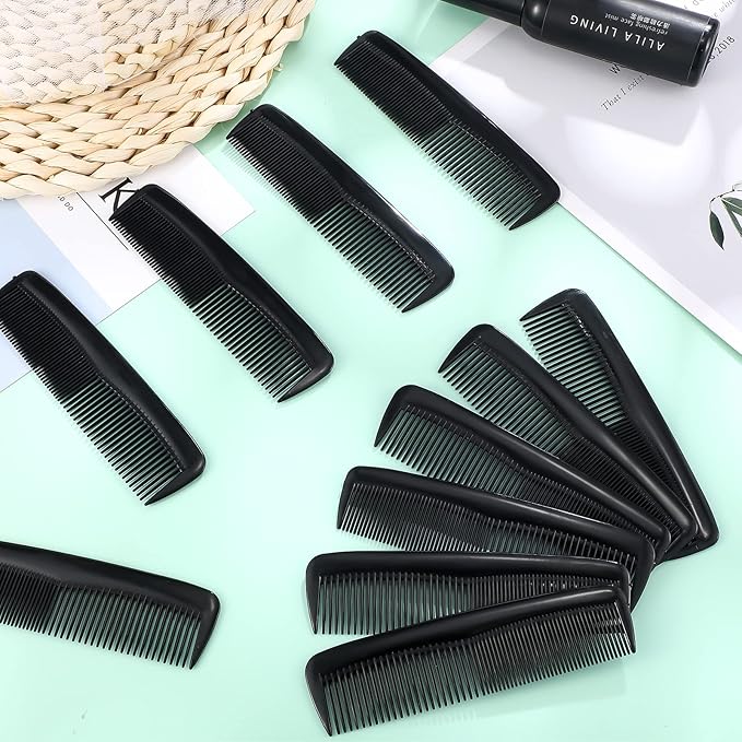 Didaey 50 Pcs Pocket Combs for Men 5 Inch Cutting with Wide and Fine Teeth Plastic Professional Barber Haircut Small Anti Static Combs for Women Grooming Accessories for Beard(Black)