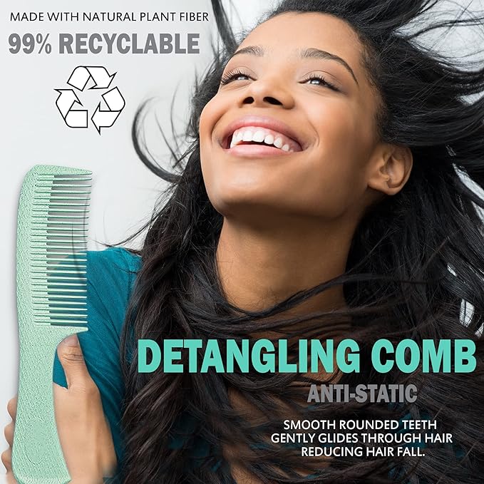 Fiora Naturals Hair Brush Set - Detangler, Round Brush, and Comb for Women - Brushes for All Hair Types including Natural, Fine & Curly - Ideal for Detangling and Blow Drying