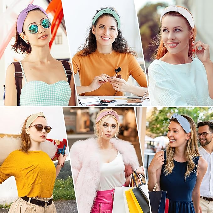 DiyJibb Headbands for Women Girls - 6PCS Stylish Top Knotted Headbands - Knotted Headband for Women - Head Bands Wide Hairband Hair Accessories