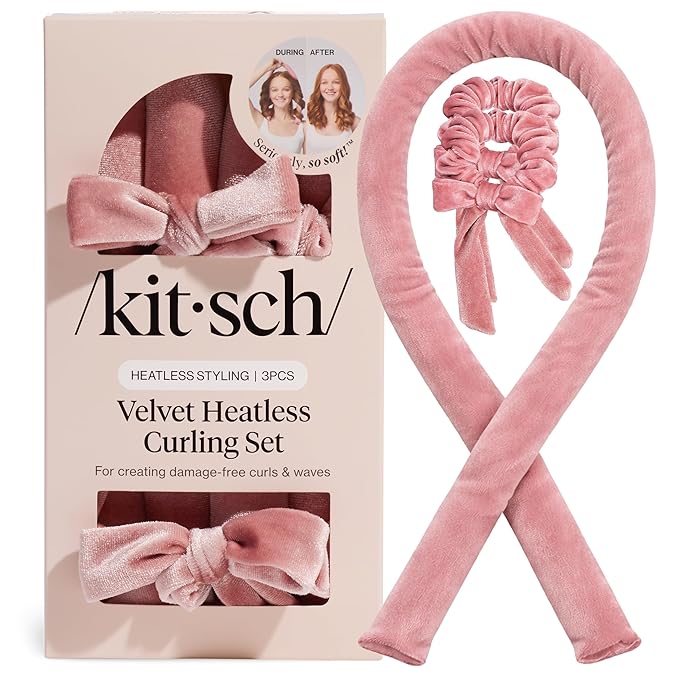 Kitsch Velvet Heatless Curls Overnight Set - Terracotta