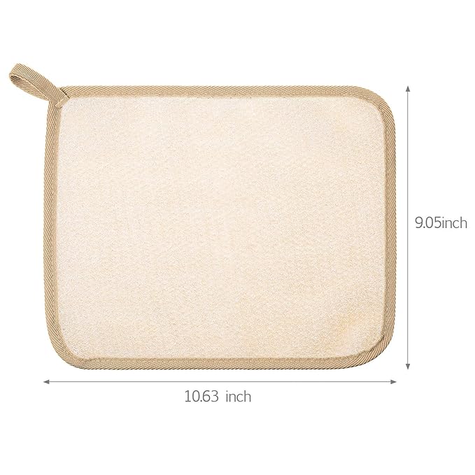 Tatuo 5 Pcs Exfoliating Face and Body Wash Cloths Towel Weave Bath Exfoliating Scrub Massage Bath Cloth for Women and Men, 10.23 x 8.66 Inch(Brown Edge)