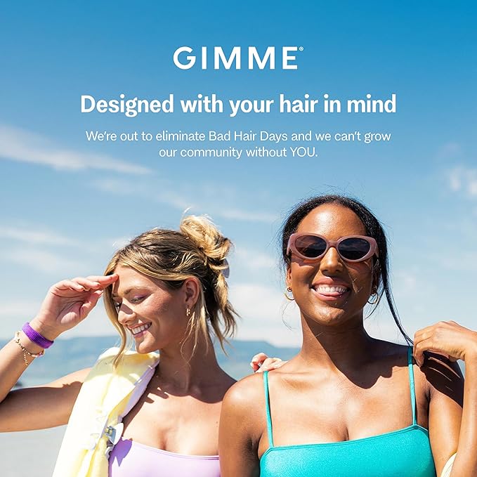 Gimme Beauty Thick Hair Extra Stretch Bands - Patent-Pending Design for Maximum Hold - Premium Ties for Thick & Curly Hair - Sleek & Strong Hold - Black, 6 Pack