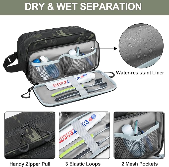Prokva Tactical Toiletry Travel Bag for Men, Dopp Kit Shaving Organizer Bag