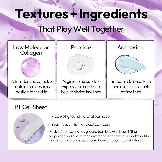 LAPCOS K Beauty Collagen Sheet Mask - Firming & Age-Defying Face Masks with Collagen Peptides - Minimizes Fine Lines & Restores Skin Elasticity - Breathable PT Cell Sheet Korean Skin Care (Pack of 5)