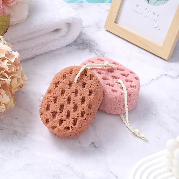 Boao 8 Pcs Bath Sponge for Women Men, Soft Shower Sponge Body Wash Scrubber Gentle Cleaning Loofahs for Shower(Brown, Lilac, Gray, Bright Green,Solid Color)