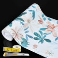 Shelf Liners for Kitchen Cabinets 17in x 20FT, Non Adhesive Drawer Liner Colored Flowers Thickened Shelf Liner Non-Slip Easy to Clean for Tool Box Refrigerator with Knife and Tape Measure