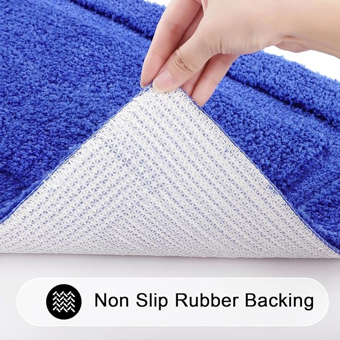 SHACOS Royal Blue Bathroom Rugs Sets 3 Piece Bath Mat U Shaped Toilet Rug