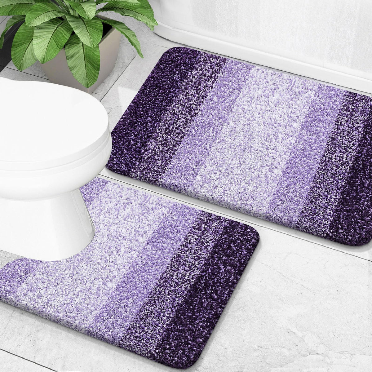 OLANLY Micorfiber Bathroom Rug Set 2 Piece, Soft Absorbent Bath Mats, Black