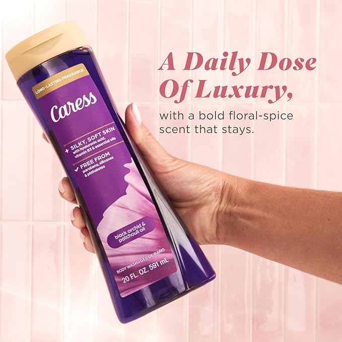 Caress Black Orchid & Patchouli Oil Body Wash, 20 fl oz (4 Pack)